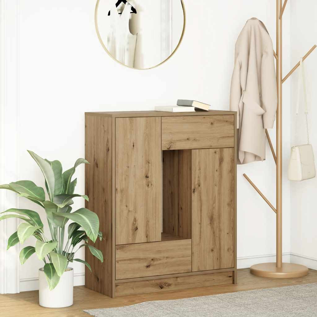 vidaXL Sideboard mit Schubladen und Türen Artisan-Eiche 73x31x90 cm