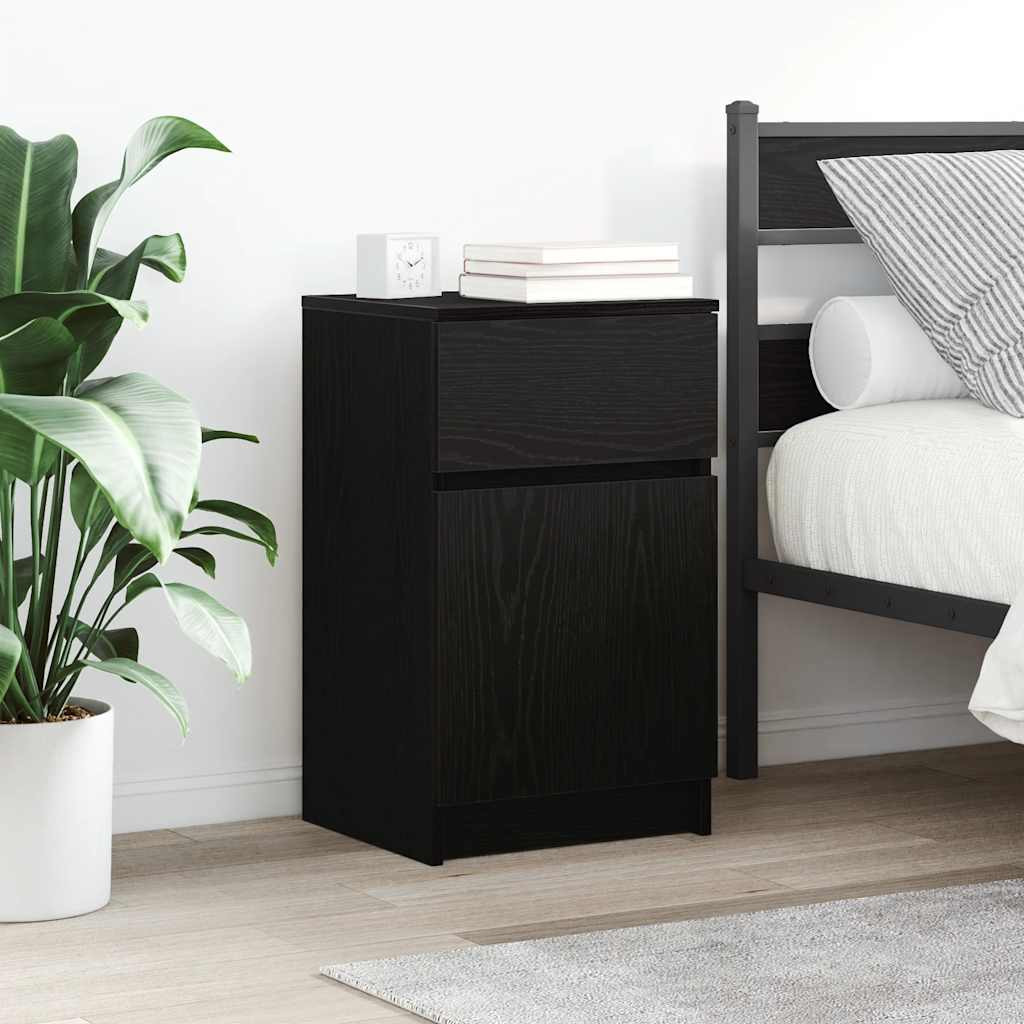 vidaXL Nachttische 2 Stk. Schwarz 39x35x65 cm Holzwerkstoff