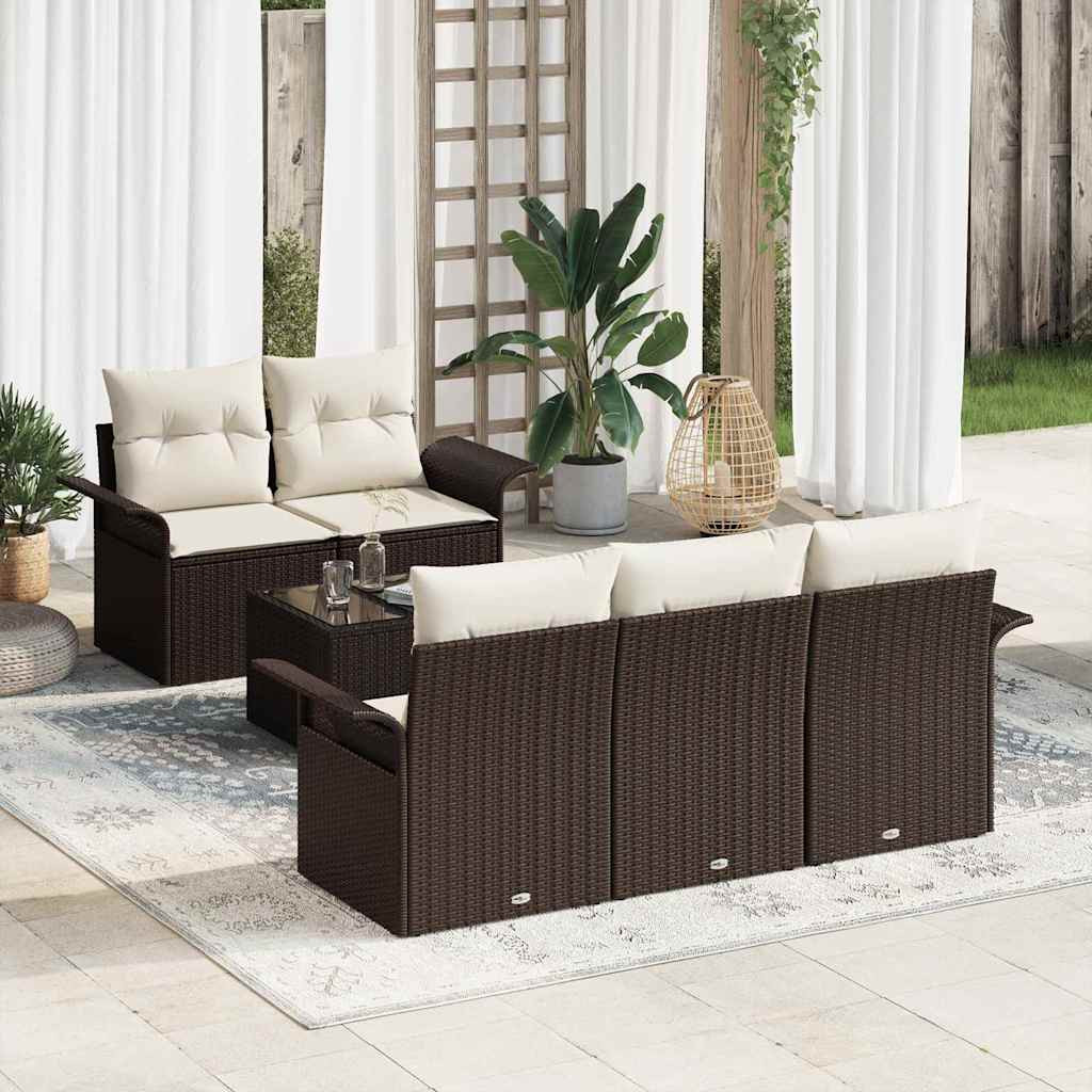 vidaXL Garten-Sofa-Set 6 pcs Braun und Creme 55 x 55 x 37 cm
