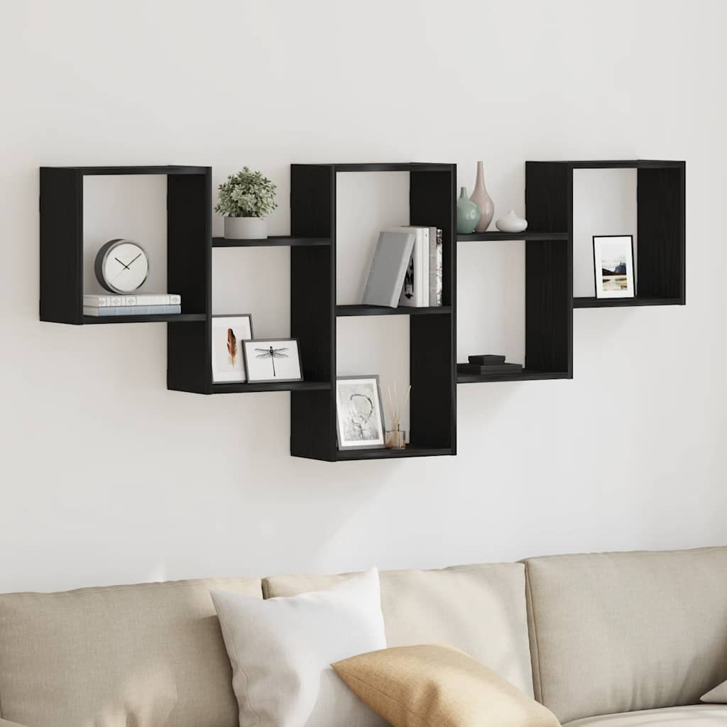 vidaXL Wandregal Schwarz Eichen-Optik 159x18x66 cm Holzwerkstoff