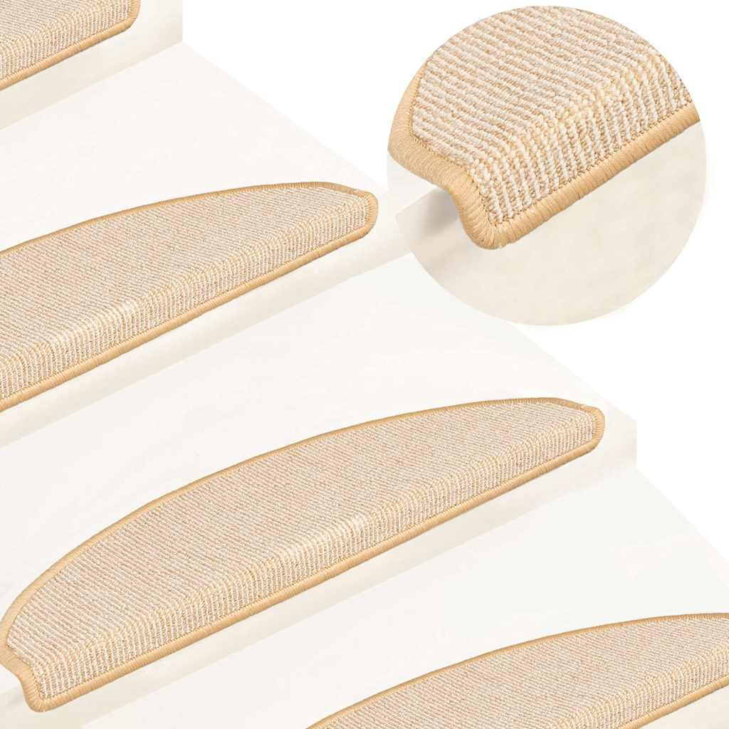 vidaXL Stufenmatten 15 Stk. 65x21x4 cm Creme Halbrund Groß
