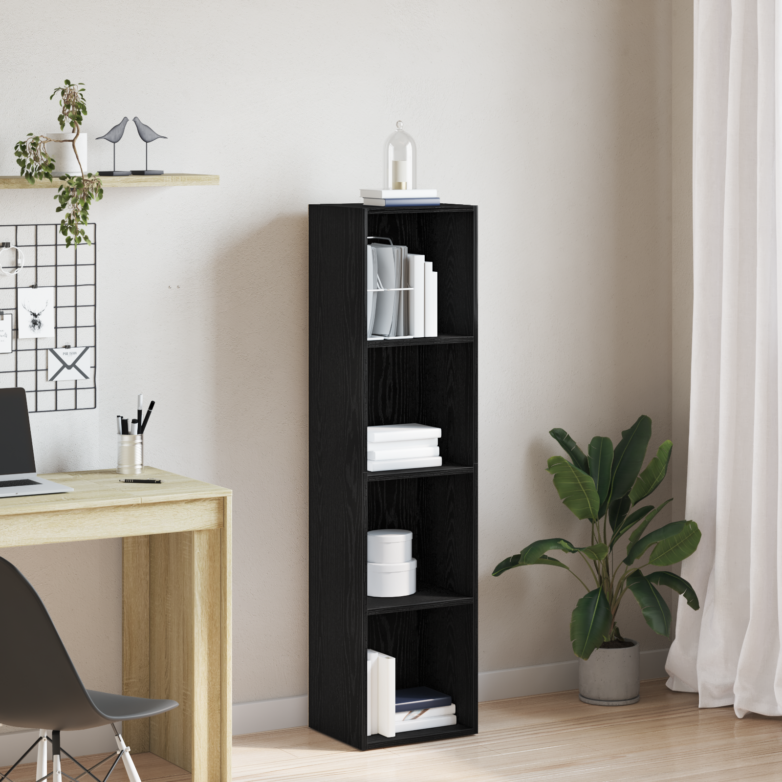 vidaXL | Bücherregal | Schwarz Eichen-Optik 36 x 30 x 143 cm Holzwerkstoff