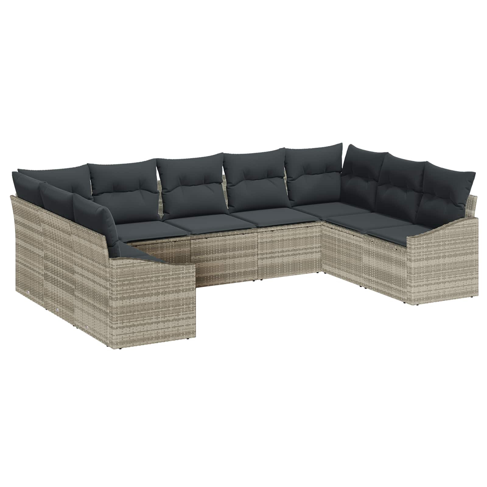 vidaXL Gartensofa-set mit Speicher 9 pcs Hellgrau Poly-Rattan