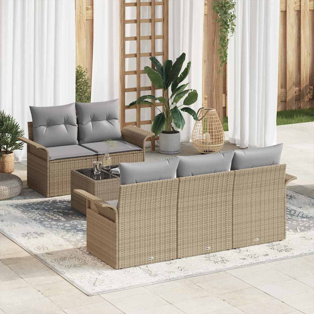vidaXL Garten-Sofa-Set mit Kissen 6 pcs Beige und Grau 55 x 55 x 37 cm