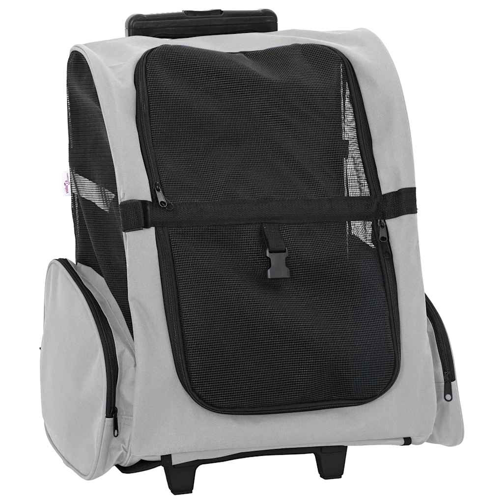 vidaXL Trolley für Haustiere 3-in-1 Grau 48x32x(57-106) cm cm Oxford-Gewebe