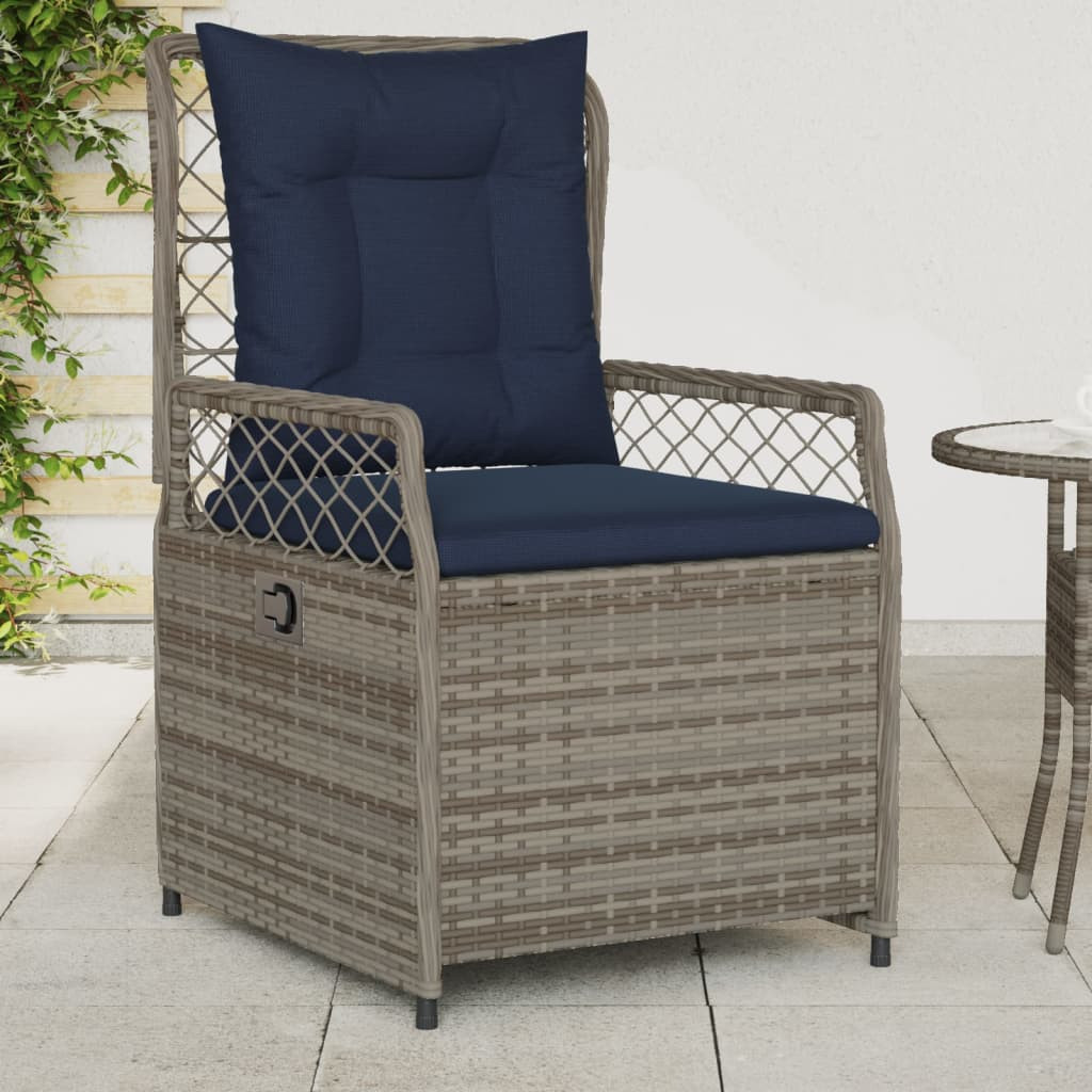vidaXL Liegende Gartenstühle 2 Stk. Grau Poly Rattan