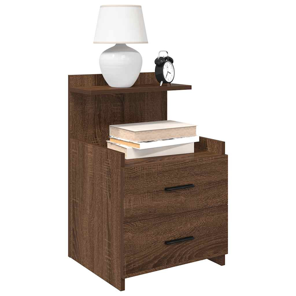 vidaXL Nachttische 2 Stk. mit 2 Schubladen Braun Eichen-Optik 40x36,5x62 cm