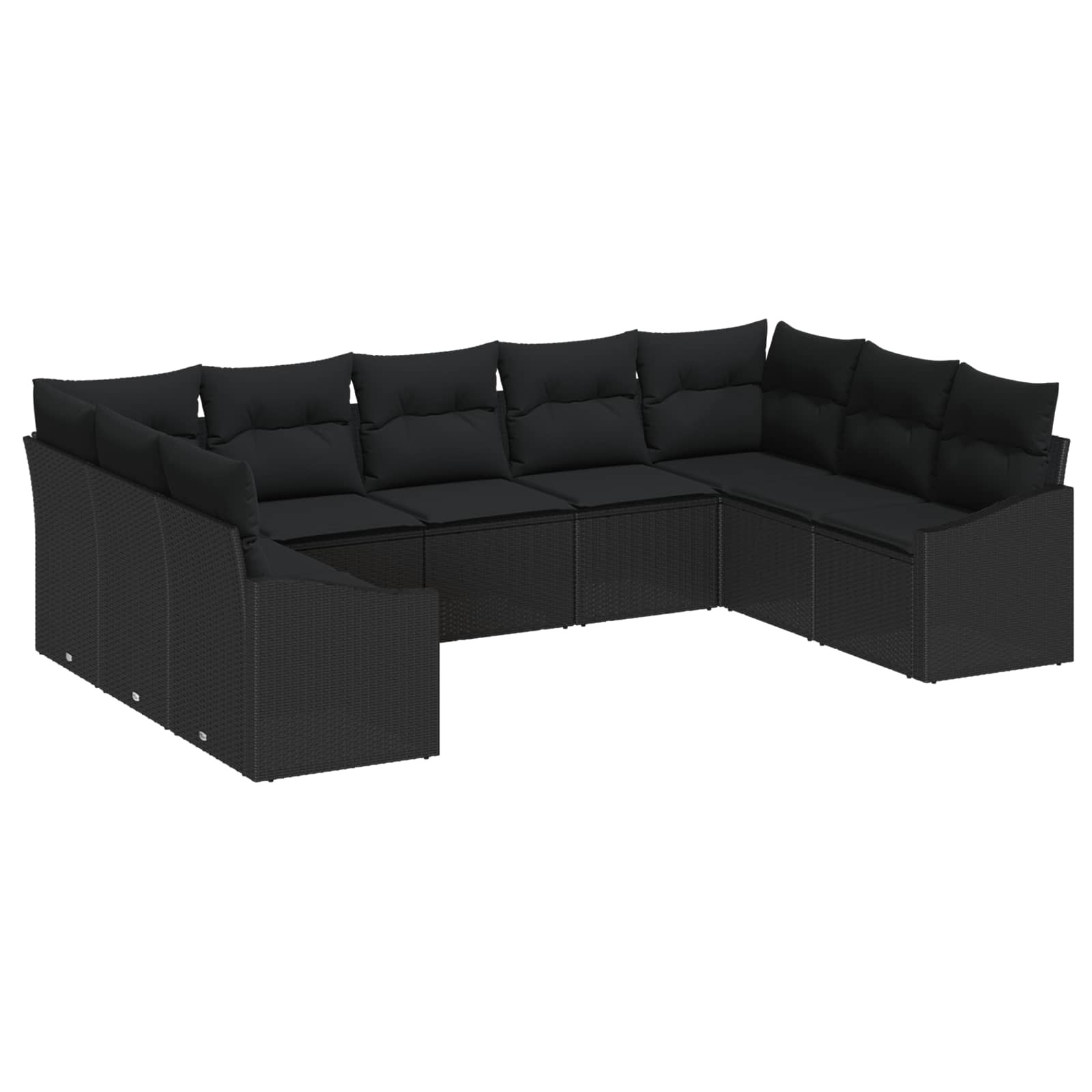 vidaXL Gartensofa-set mit Speicher 9 pcs Schwarz Poly-Rattan