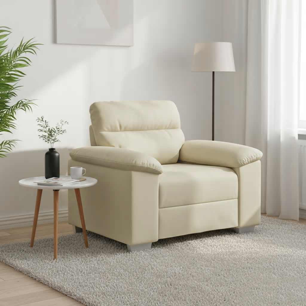 vidaXL Sessel Creme 100x81x84 cm Kunstleder