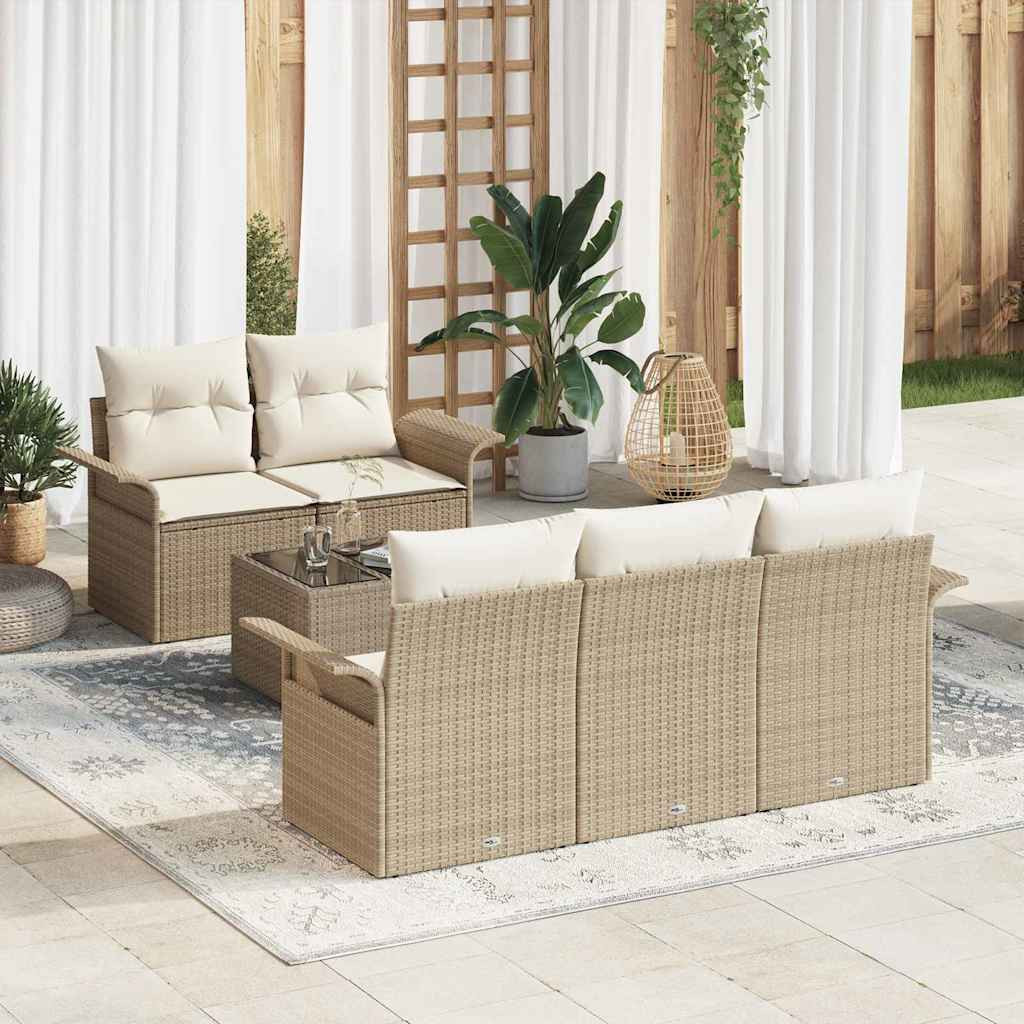 vidaXL Garten-Sofa-Set 6 pcs Beige und Creme 55 x 55 x 37 cm