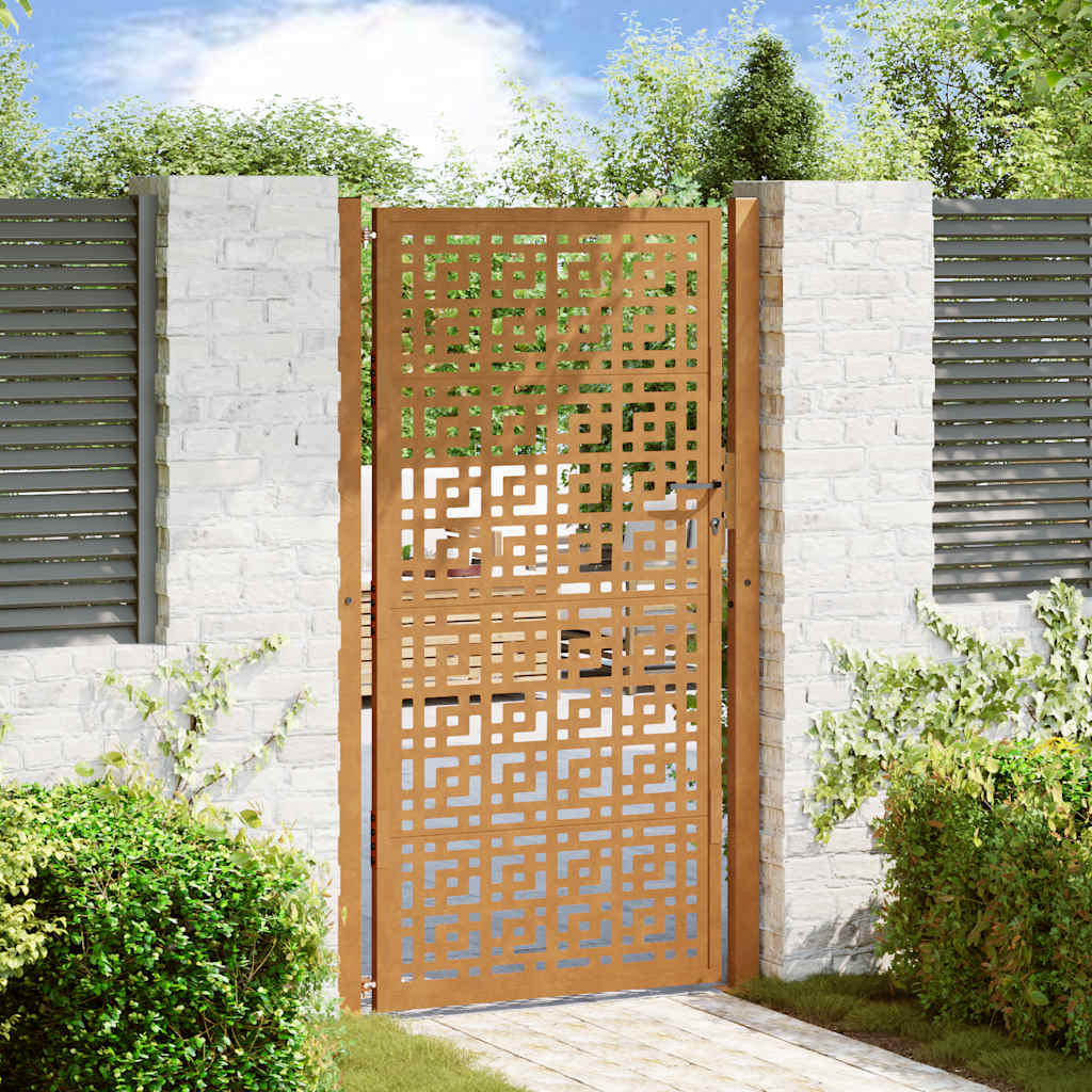 vidaXL Gartentor 100x175 cm Verwitterungsstahl Kreuzdesign
