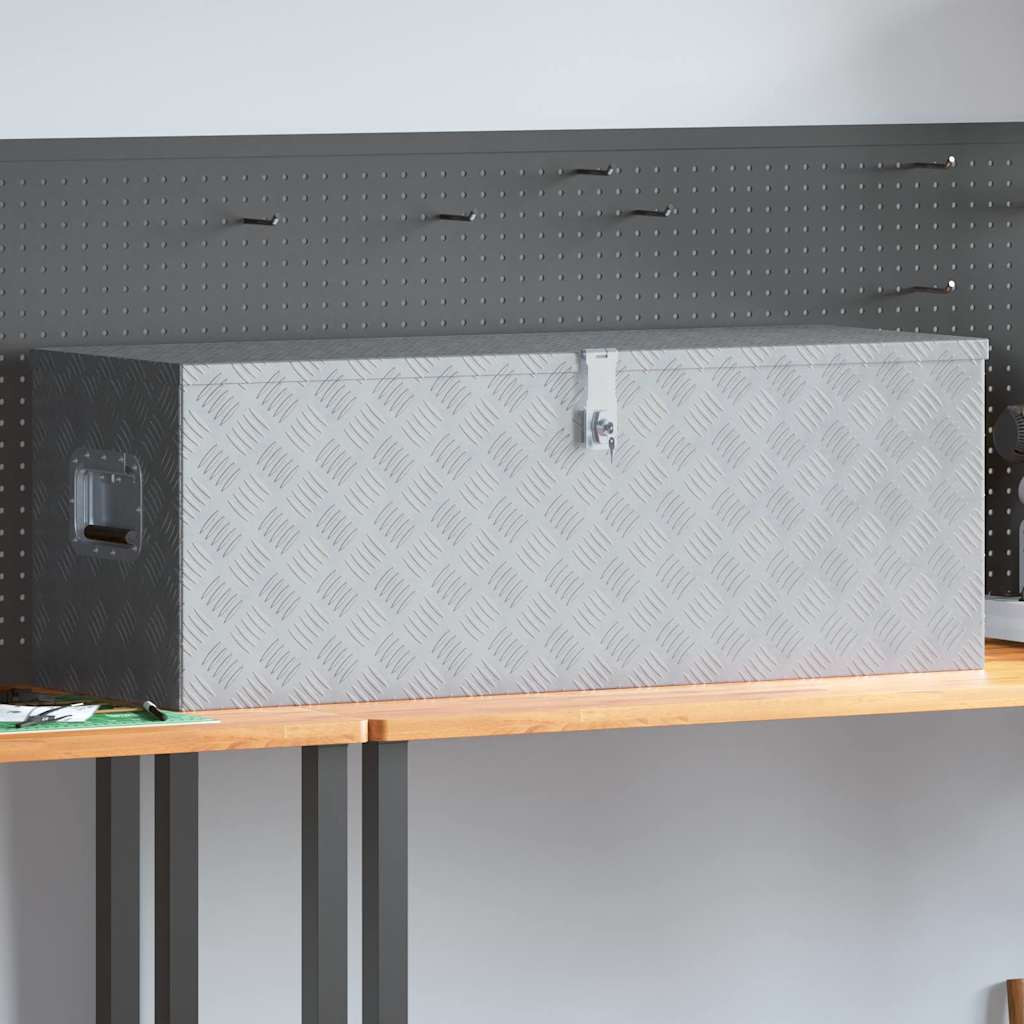 vidaXL Aluminiumkiste 110,5×38,5×40 cm Silbern
