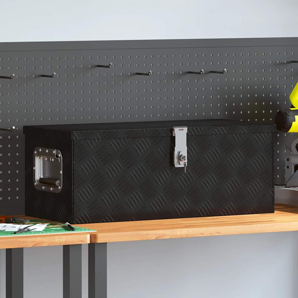vidaXL Aufbewahrungsbox Schwarz 70x31x27 cm Aluminium