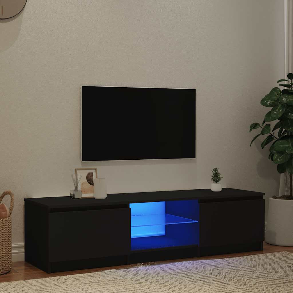 vidaXL TV-Schrank mit LED-Leuchten Schwarz 140x40x36 cm