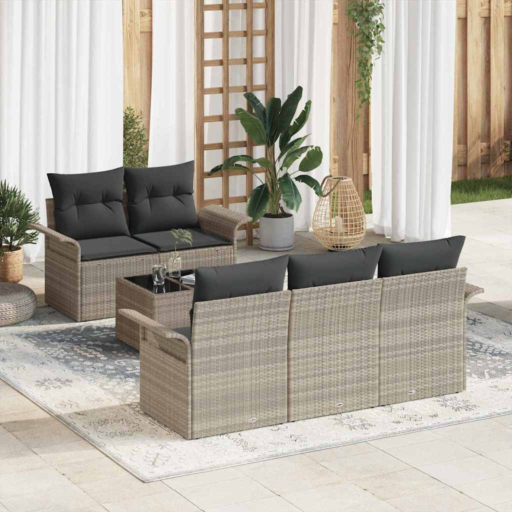 vidaXL Garten-Sofa-Set 6 pcs Hellgrau und Dunkelgrau 55 x 55 x 37 cm