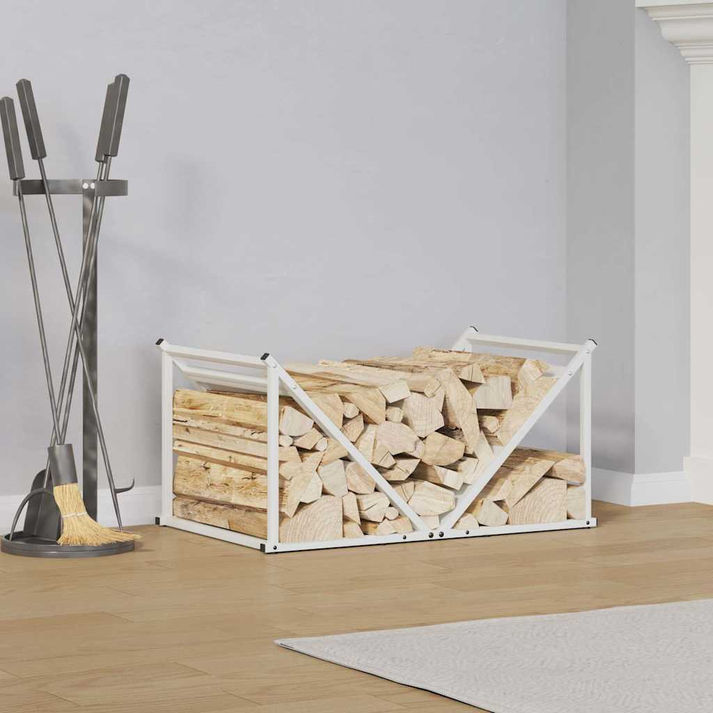vidaXL Brennholzregal Weiß 70x43x34,5 cm Kaltgewalzter Stahl