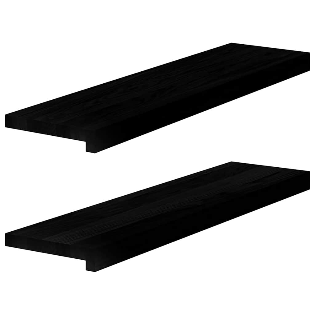 vidaXL Fensterbänke 2 Stk. Braun-Schwarz 80x20x2 cm Massivholz Eiche