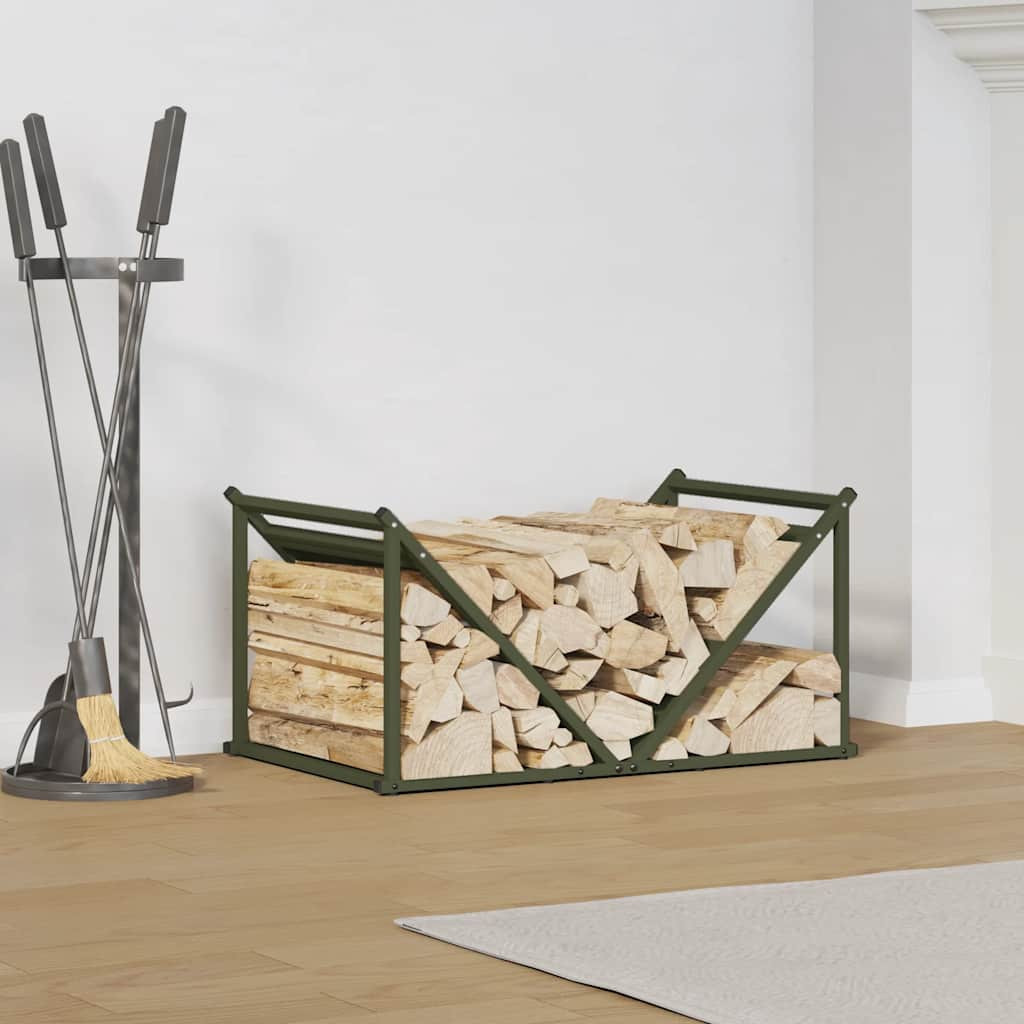 vidaXL Brennholzregal Olivgrün 70x43x34,5 cm Kaltgewalzter Stahl
