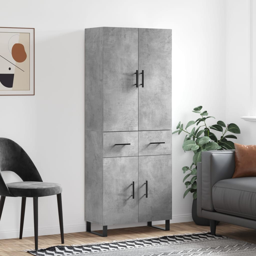 vidaXL Highboard Betongrau 69,5x34x180 cm Holzwerkstoff