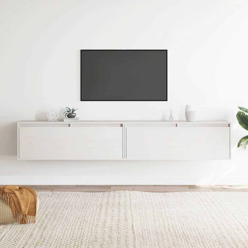 vidaXL Wandschränke 2 Stk. Weiß 100x30x35 cm Massivholz Kiefer