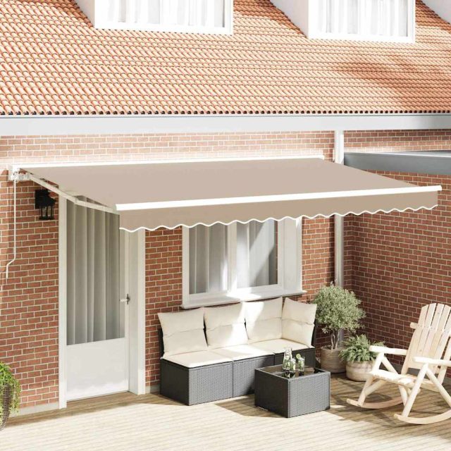 vidaXL Markisenrahmen Beige 400 x 200 cm Polyester mit PU-Beschichtung