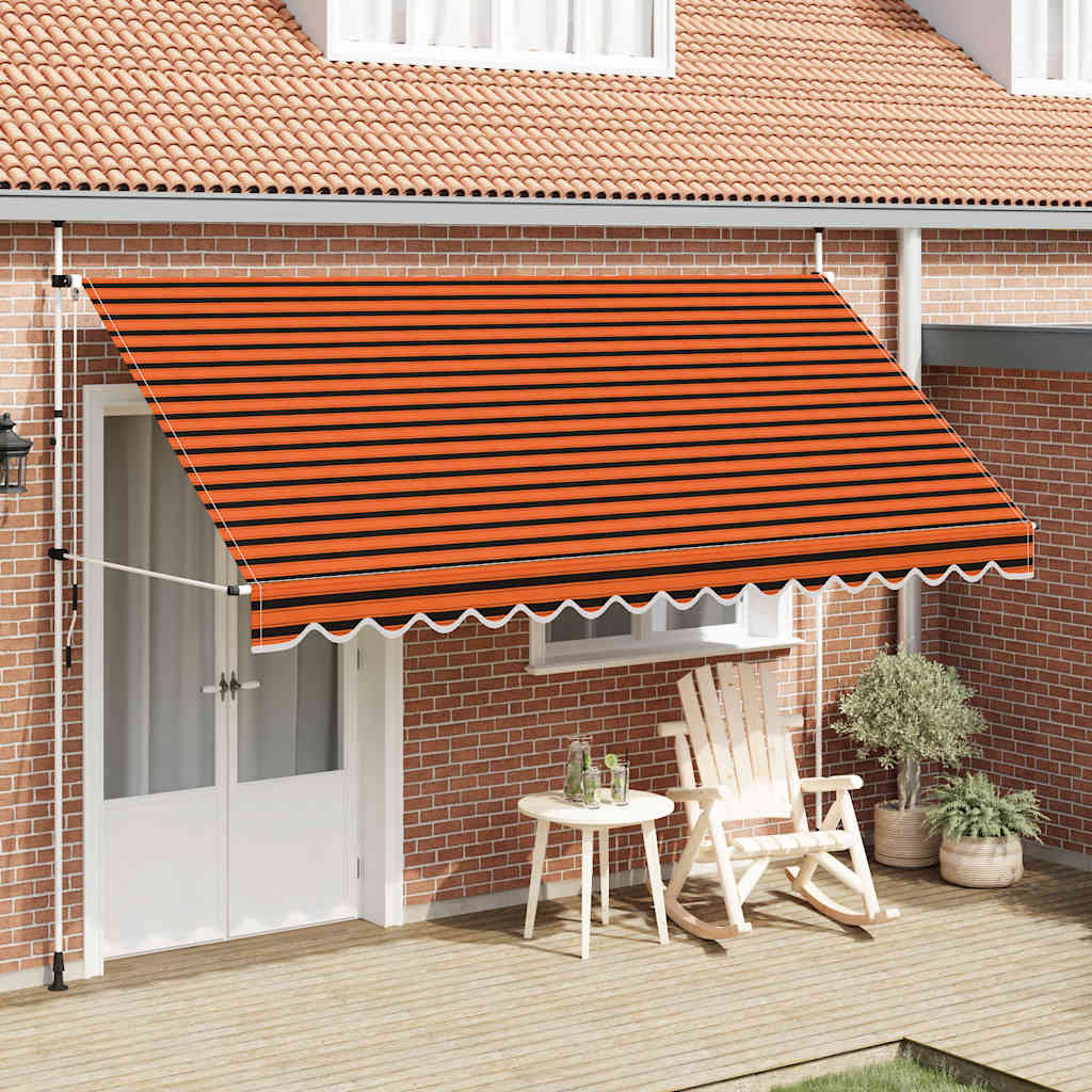 vidaXL Einziehbare Markise Handbetrieben 400 cm Orange und Braun