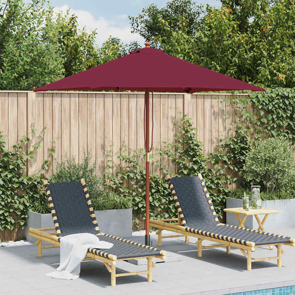 vidaXL Sonnenschirm mit Holz-Mast 150x200 cm Bordeauxrot