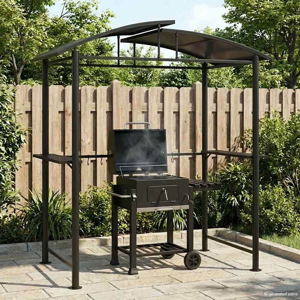 vidaXL Grillpavillon mit Seitenregalen Anthrazit 210x114x230 cm Stahl