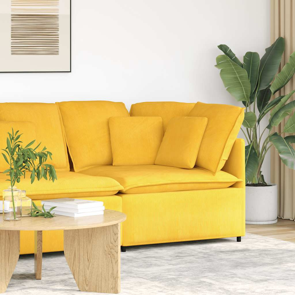 vidaXL Modulares Sofa Eckmodul mit Kissen Hellgelb 100 cm