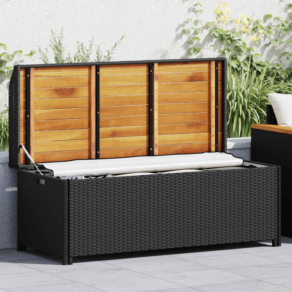 vidaXL Sitzbank mit Stauraum 120 cm Poly Rattan Schwarz