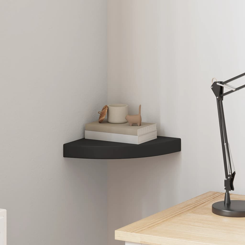 vidaXL Eck-Schweberegal Schwarz 25x25x3,8 cm MDF