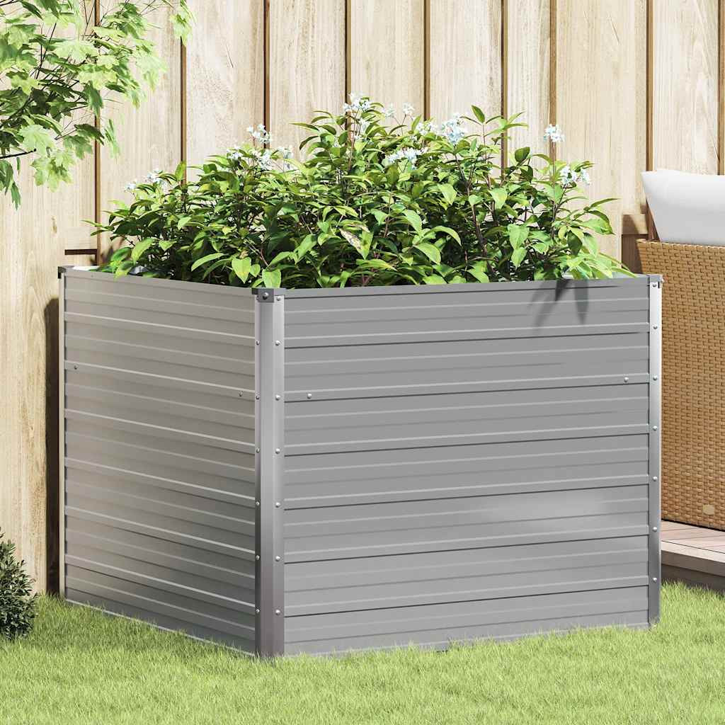 vidaXL Hochbeet 100 x 100 x 77 cm Verzinkter Stahl Grau