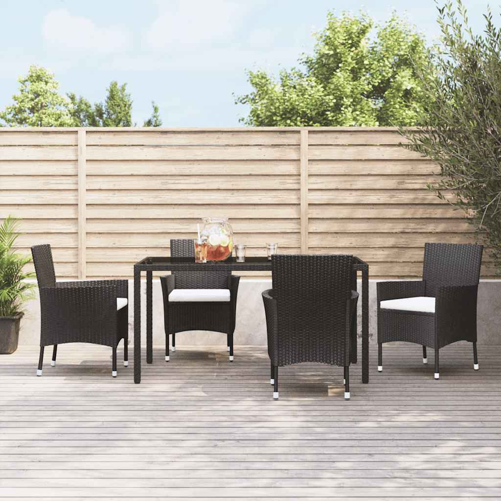 vidaXL Gartenstühle mit Kissen 4 Stk. Schwarz Poly Rattan