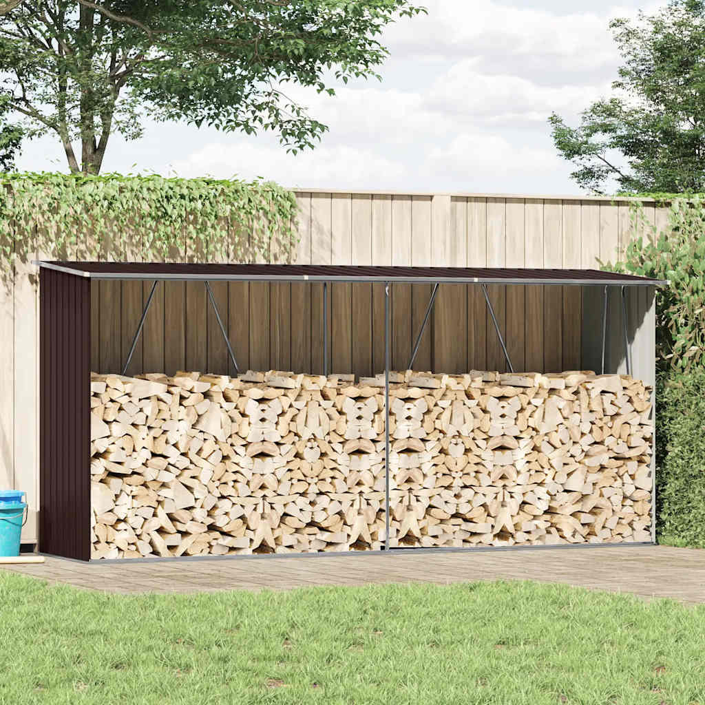 vidaXL Brennholzlager Verzinkter Stahl 330x84x152 cm Braun