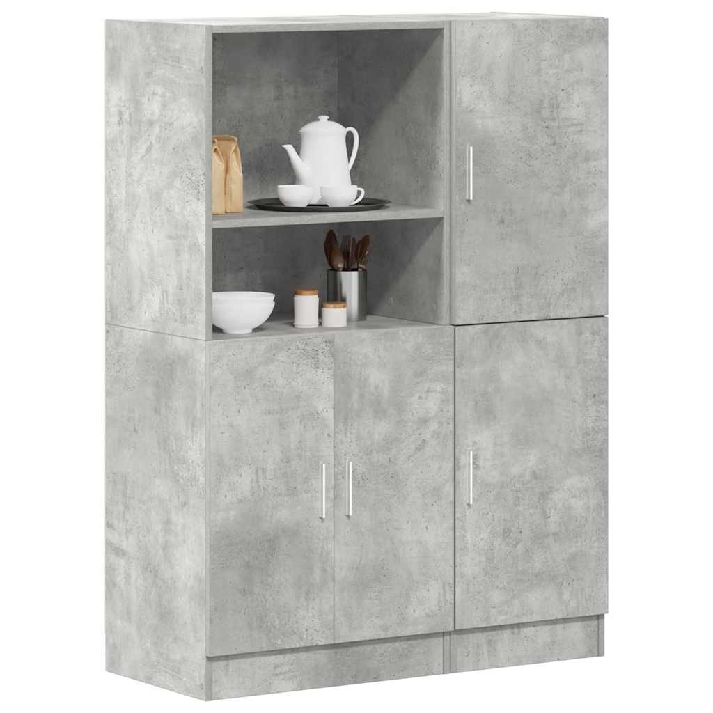 vidaXL 2-tlg. Küchenschrank-Set Betongrau Holzwerkstoff
