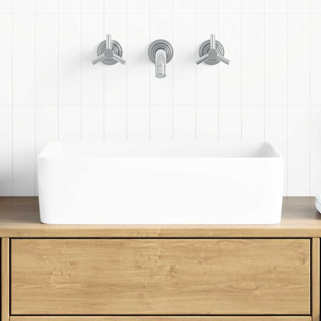 vidaXL Waschbecken Weiß 48x37x13 cm Keramik Rechteckig