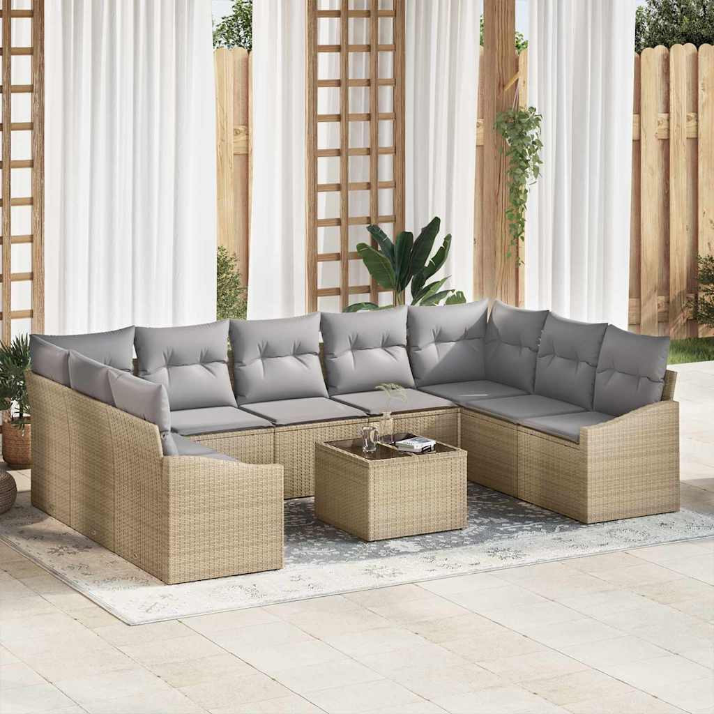 vidaXL Gartensofa-set mit Speicher Beige und Hellgrau Poly-Rattan