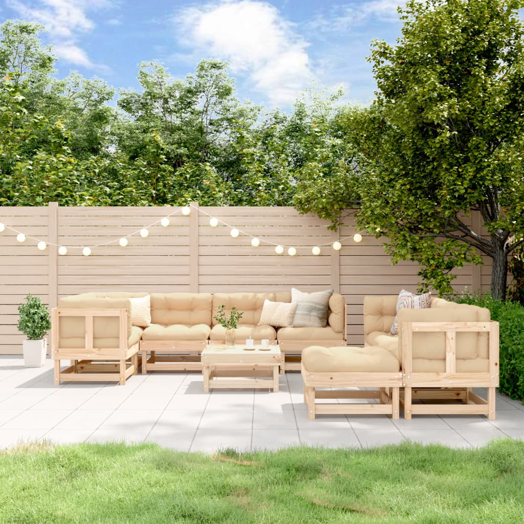 vidaXL 10-tlg. Garten-Lounge-Set Massivholz Kiefer