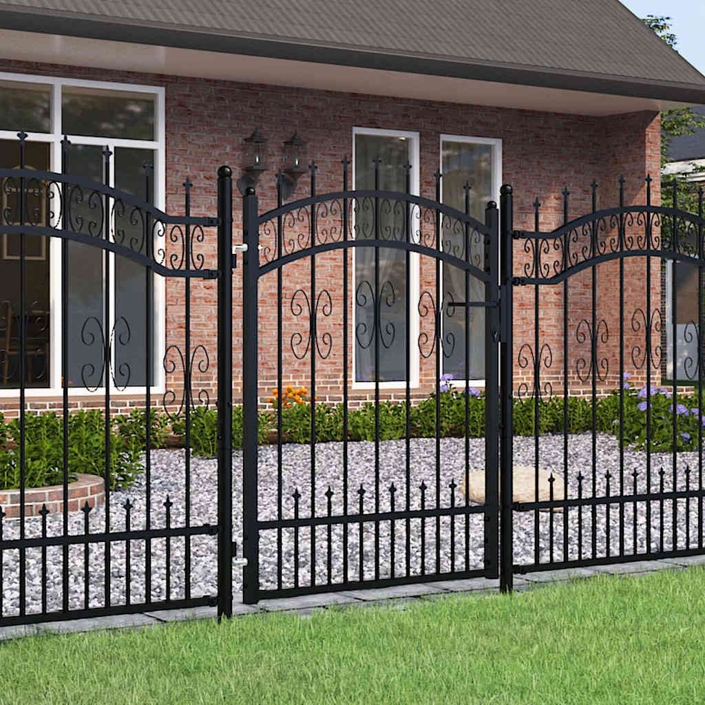 vidaXL Gartentor KAMPEN mit Speerspitze Schwarz 103 x 125 cm Stahl