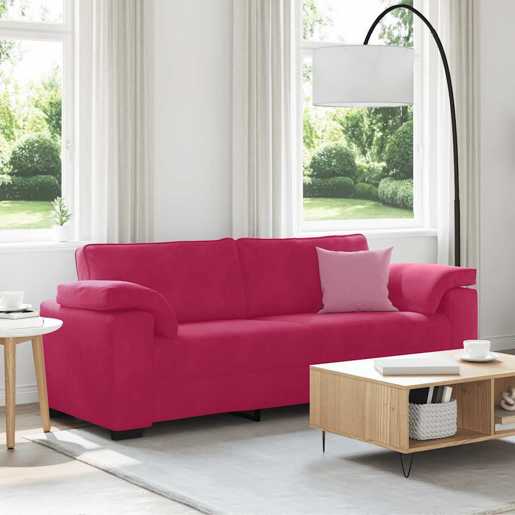 vidaXL 3-Sitzer-Sofa Weinrot 220x77x82 cm Samt