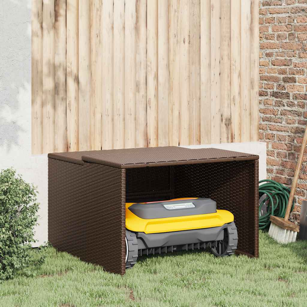 vidaXL Mähroboter-Garage Braun 86x90x52/57 cm Poly Rattan