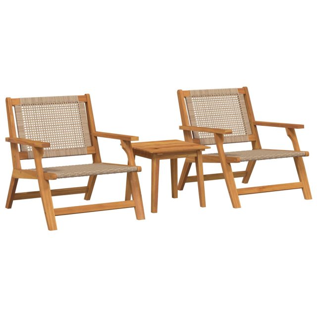 vidaXL Gartenstühle mit Tisch 3 pcs Beige Massivholz Akazie