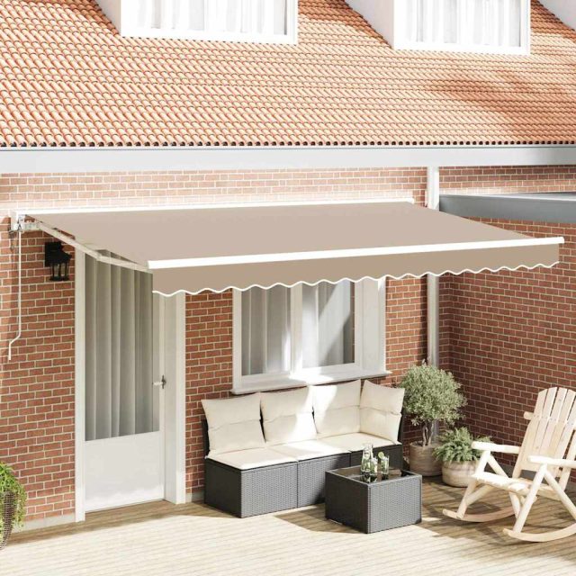 vidaXL Markisenrahmen Beige 400 x 200 cm Polyester mit PU-Beschichtung