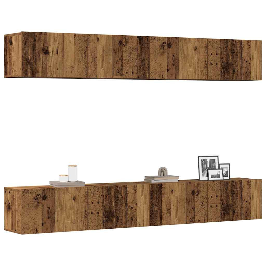 vidaXL 4-teiliges TV-Wandschrank-Set Altholz 100x30x30 cm