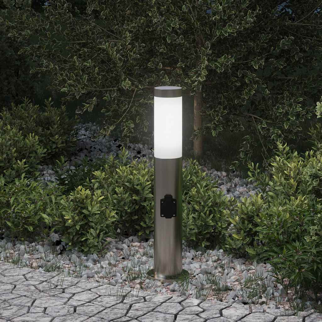 vidaXL Pollerleuchte mit Auslass 50 cm Edelstahl IP44