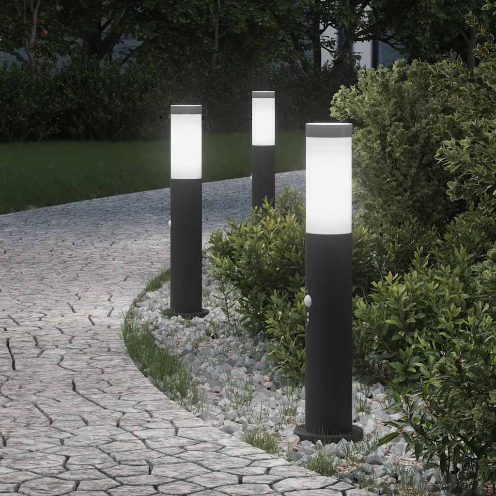 vidaXL Pollerleuchten mit Sensor 3er 50 cm Edelstahl IP44