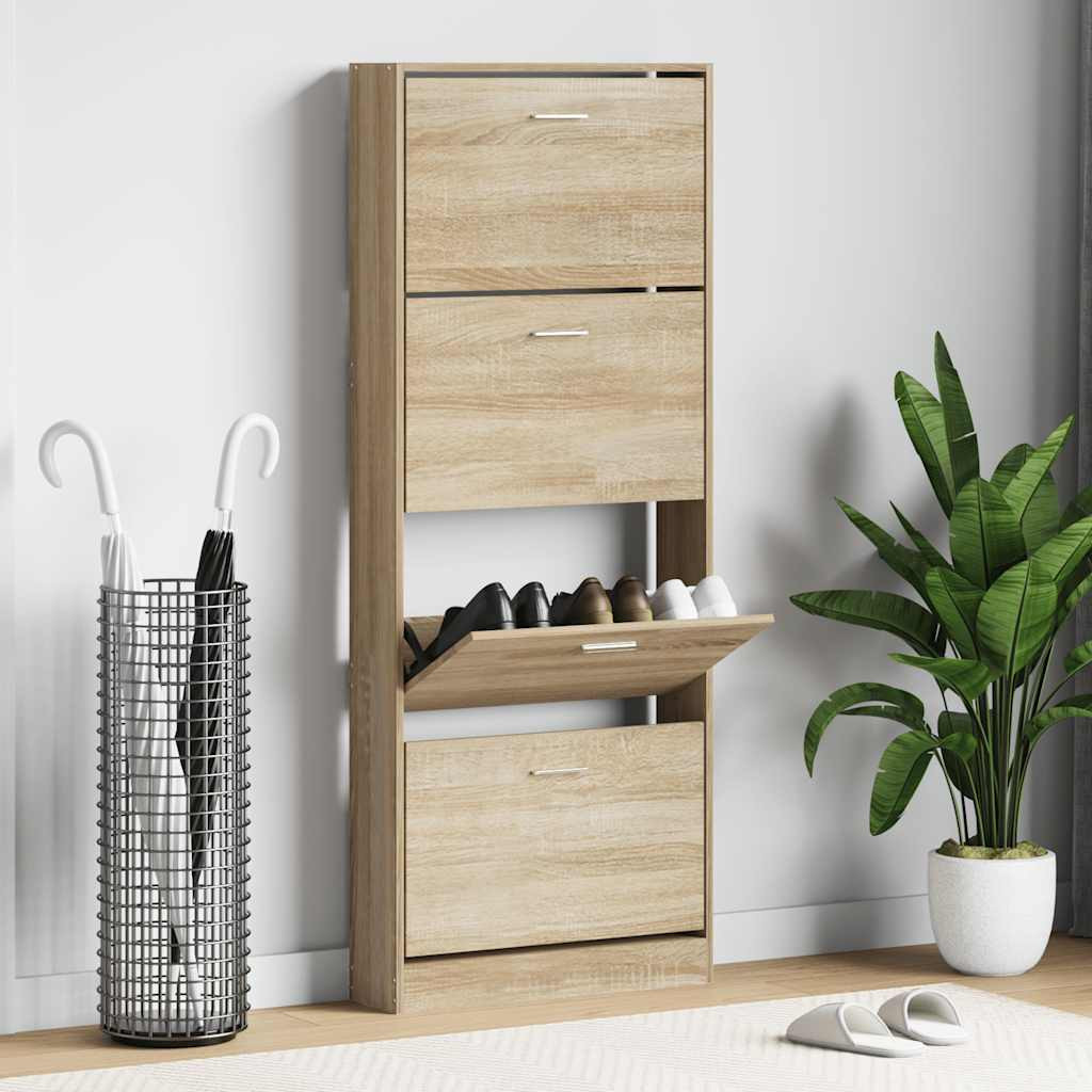 vidaXL Schuhschrank Eichen-Optik 59x17x150 cm Holzwerkstoff