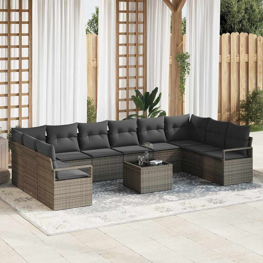 vidaXL Gartensofa-set mit Kissen 11 pcs Hellgrau Poly-Rattan