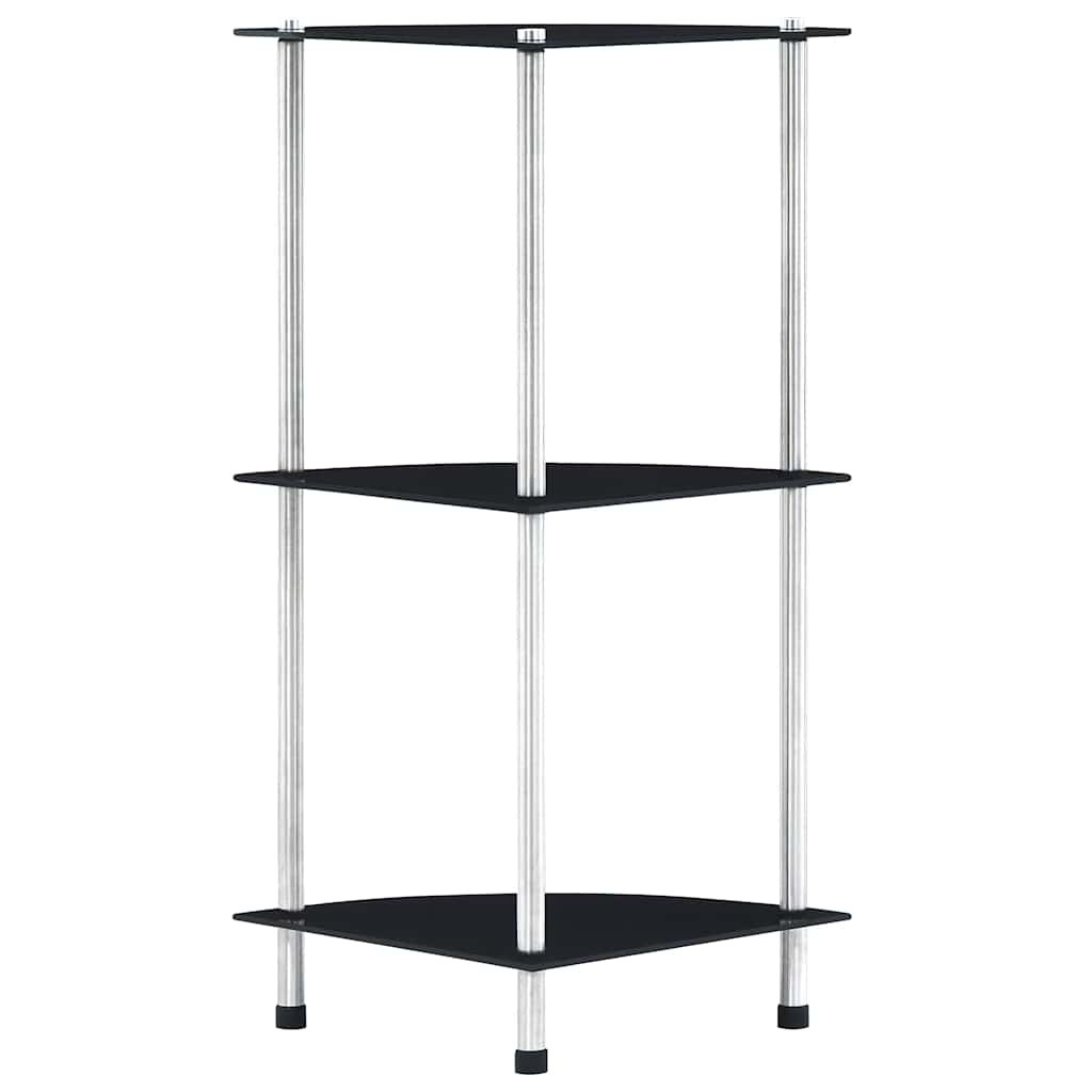 vidaXL Regal mit 3 Ablagen Schwarz 30x30x67 cm Hartglas