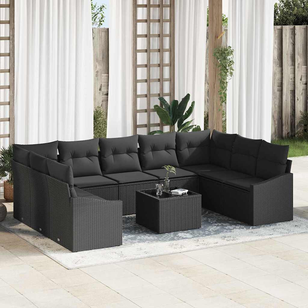 vidaXL Gartensofa-set mit Speicher Schwarz Poly-Rattan